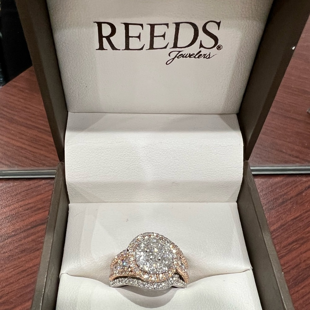 2 Carat Genuine Diamond Ring in 14K White and Rose Gold